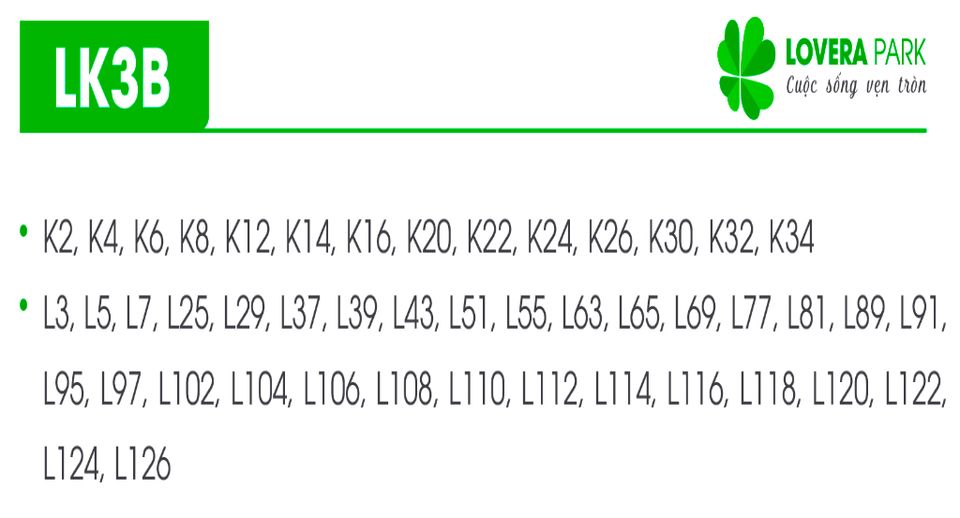 Vị trí nhà phố LK3B Lovera Park