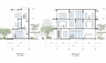 Mặt cắt ngang thoieets kế nhà vườn Ba Son